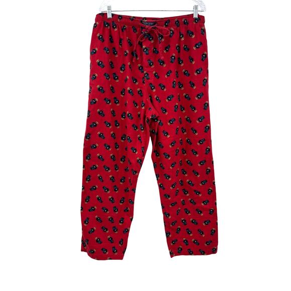 Polo Ralph Lauren Bear Logo Flannel Pajama Pants Mens XL Red Pockets Preppy - Picture 1 of 7